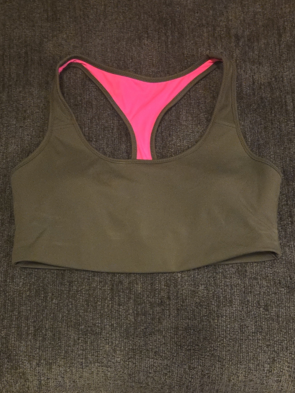 Reversible Olive Green/Hot Pink Reversible Racerback Sports Bra
